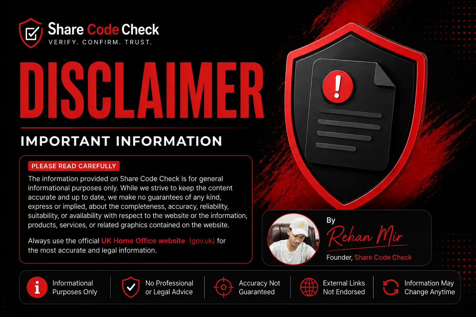 Disclaimer Share Code Check